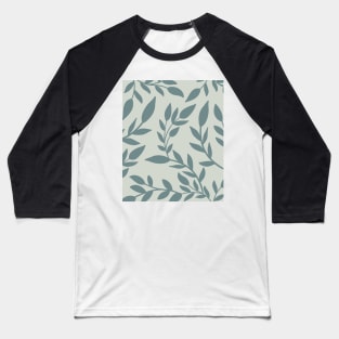 Abstract Pastel Blue Botanical  Leaves Pattern Baseball T-Shirt